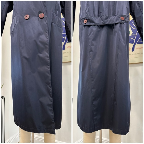 Vintage 80’s Navy Blue Nylon Trench Coat - Picture 11 of 16